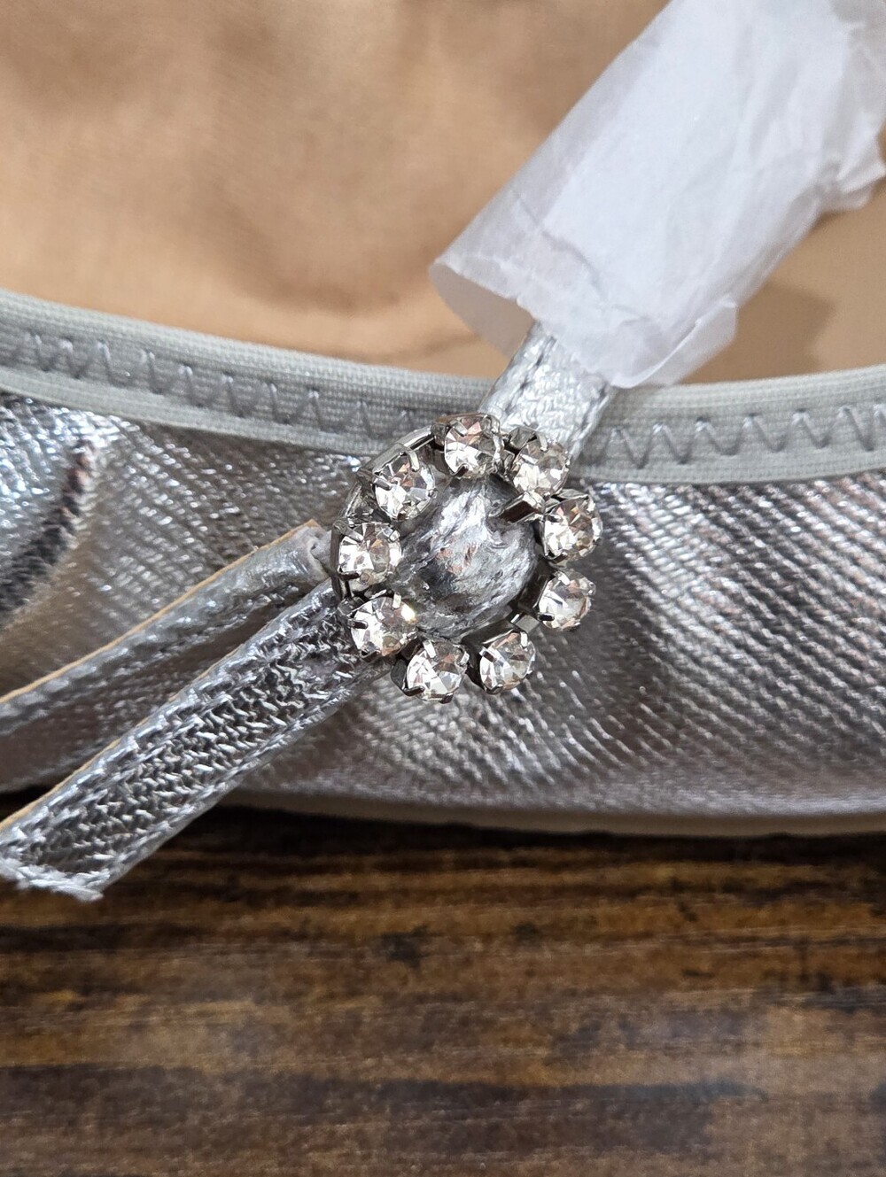 Jewel Badgley Mischka Kaya Silver Metallic Mary Jane Flat NWOT - Picture 10 of 11